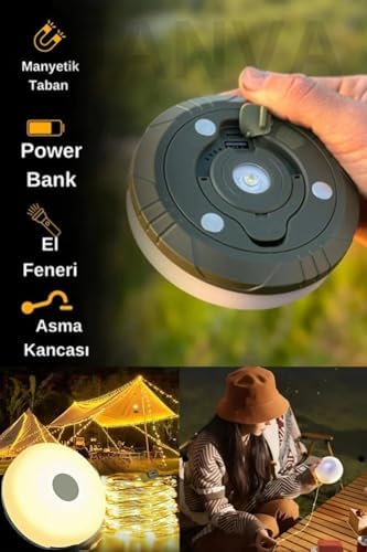 Alternative view of Kamp Işığı lambası, USB ile şarj edilebilir, 10 metre LED ortam ışıkları, kamp için IP67 su geçirmez, renkli ve sıcak aydınlatma [Enerji Sınıfı A]