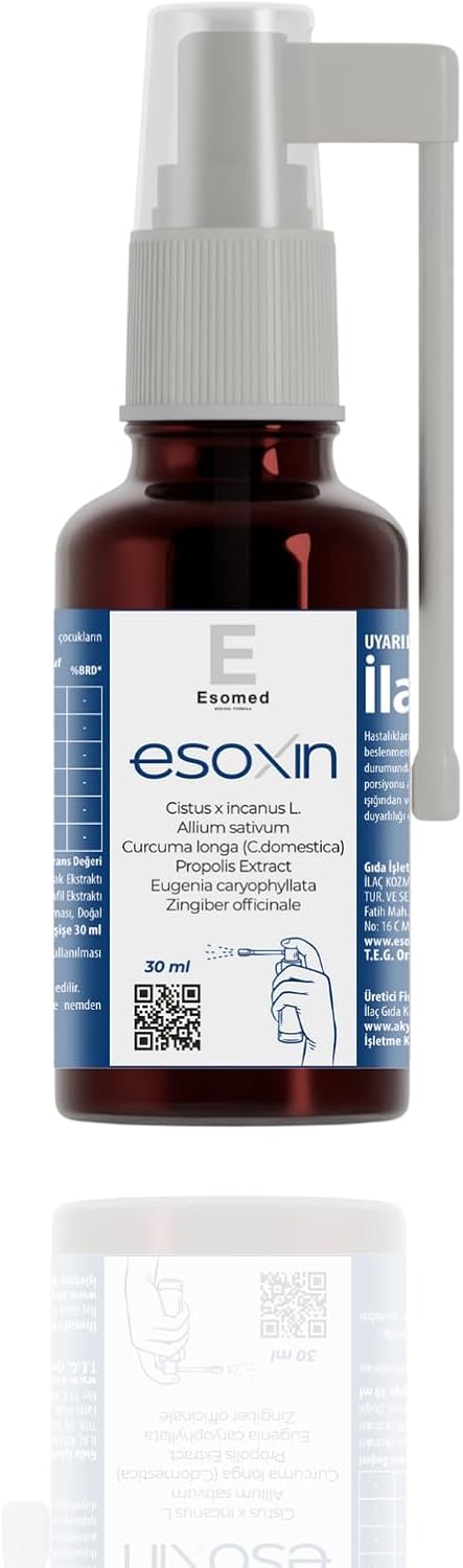 Alternative view of Esoxin Boğaz Spreyi 25 ml – Cistus, Zerdeçal, Propolis İçerikli Boğaz Öksürük Sprey Bitkisel Koruma