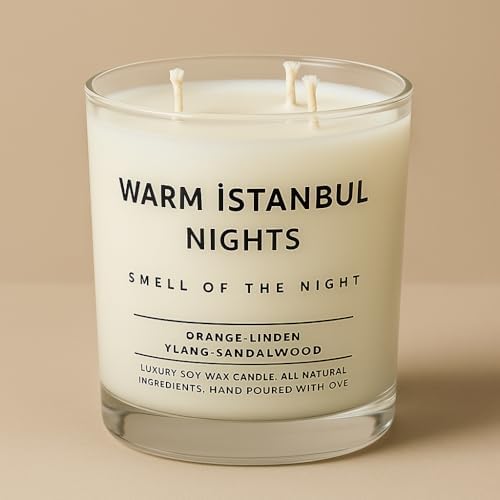 Alternative view of Warm Istanbul Nights | Premium Soya Mumu | 12 oz, 3 Fitilli, 45+ Saat Yanma süresi | Portakal, Ihlamur, Ylang & Sandal Ağacı | Organik Pamuk Fitil | Şık Cam içinde