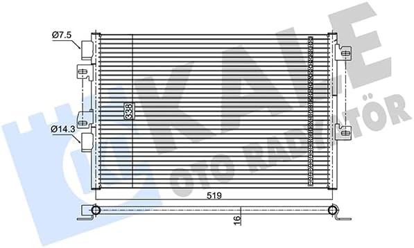 Klima Radyatörü Kondenser Kurutuculu Al/Al Renault Kangoo 1.5 Dci 05, 520X, 328X, 16 KAL 389200
