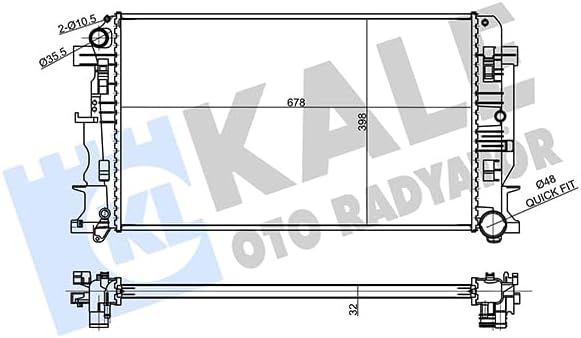 Su Radyatörü Brazing Benz Sprinter 3-T, 3.5-T, 4-T, 4.6-T, 5-T, Crafter 2.0/2.5Tdi 06 Mt Ac/Nac 678X398X32 KAL 354980