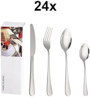 410 Çelik 24 Parça 6 Kişilik Gri Yemek Kaşık Çatal Bıçak Seti cin733by