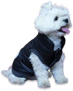 Oli and Lui SİYAH Su Geçirmez Kapitone Köpek Montu – Gezdirme Halkalı (Siyah, Medium)