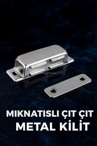 Alternative view of Mıknatıslı Çıt Çıt Kilit, Paslanmaz, Metal Gövde, PVC, Kapı, Sineklik, Dolap, Kapak İçin, Manyetik Tutucu, Montaj Vidalı, Sessiz, Kolay Açılır, Kapanır Sistem (8,5 cm, 2 Adet)