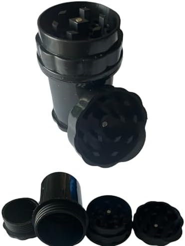 GRINDER Parçalayıcı PLASTİK baharat öğütücü herb spice 4 katmanlı (58MM-SIYAH)
