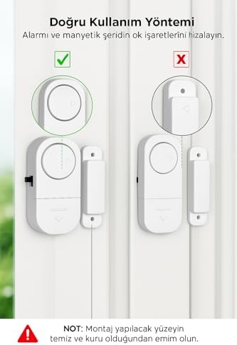 Kablosuz Kapı ve Pencere Alarmı, Manyetik Ev Güvenlik Alarm Cihazı, Yüksek Sesli Hırsızlık Önleyici, Pilli Kolay Montajlı Alarm Sistemi, Ev Ofis Karavan Kapı Pencere Alarmı (Modern, Adet, 1)