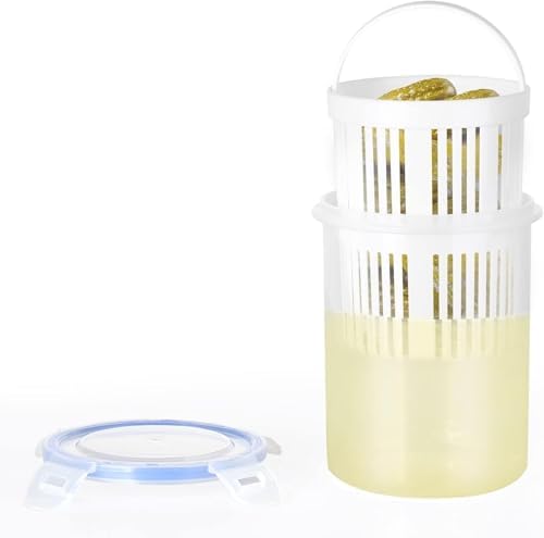 Zeytinlik ve Turşuluk Saklama Kabı – 1,5 Lt Süzgeçli, Contalı ve Klipsli Kapaklı Saklama Kabı, Hava ve Sıvı Geçirmez, Zeytin, Turşu ve Gıda Saklama Kabı