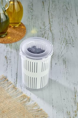 Alternative view of Zeytinlik ve Turşuluk Saklama Kabı – 1,5 Lt Süzgeçli, Contalı ve Klipsli Kapaklı Saklama Kabı, Hava ve Sıvı Geçirmez, Zeytin, Turşu ve Gıda Saklama Kabı