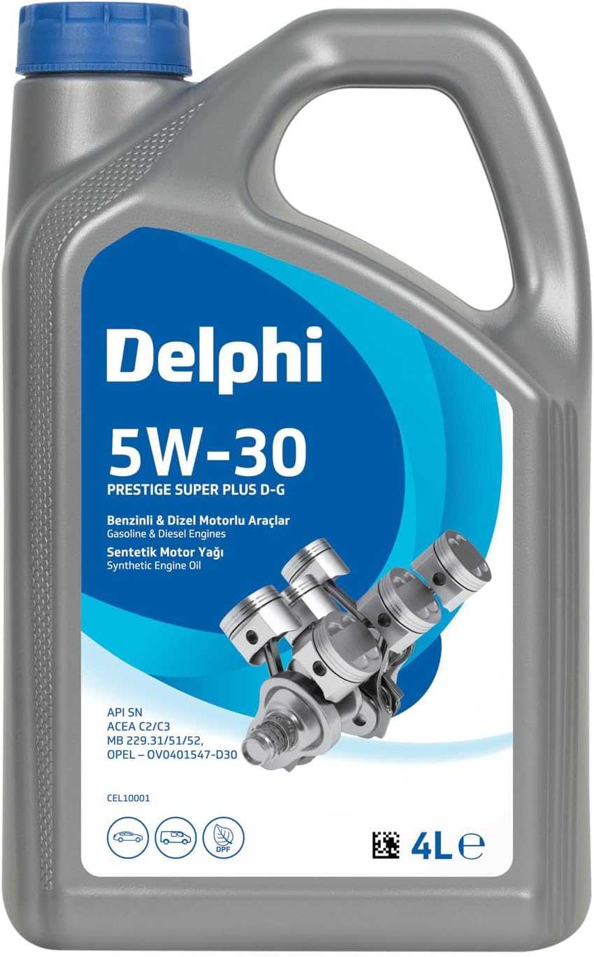 Delphi Motor Yağı Tam Sentetik Prestige Super Plus D-G C2/C3 5W-30 4Lx4 Dpf DEL CEL10001
