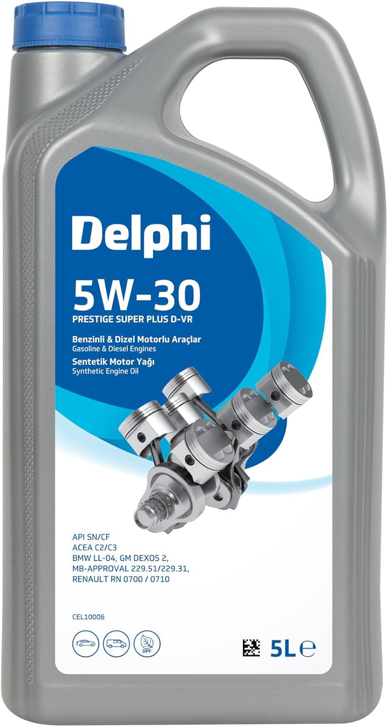 Delphi Motor Yağı Tam Sentetik Prestige Super Plus D-Vr C2/C3 5W-30 5Lx4 Dpf DEL CEL10006