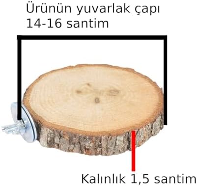 Ağaç Ahşap Büyük Boy Kuş Tüneği Papağan Tünek Dilim Tünek Çapı 14-16 Santim Kalınlık 1,5 Santim