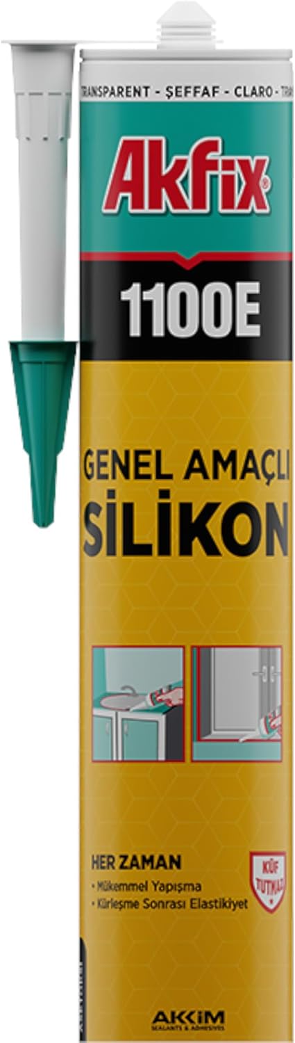 Alternative view of 1100E Genel Amaçlı Silikon Elastik Yapıştırıcı, Banyo Mutfak Cam Montaj ve İzolasyon İçin (Şeffaf)