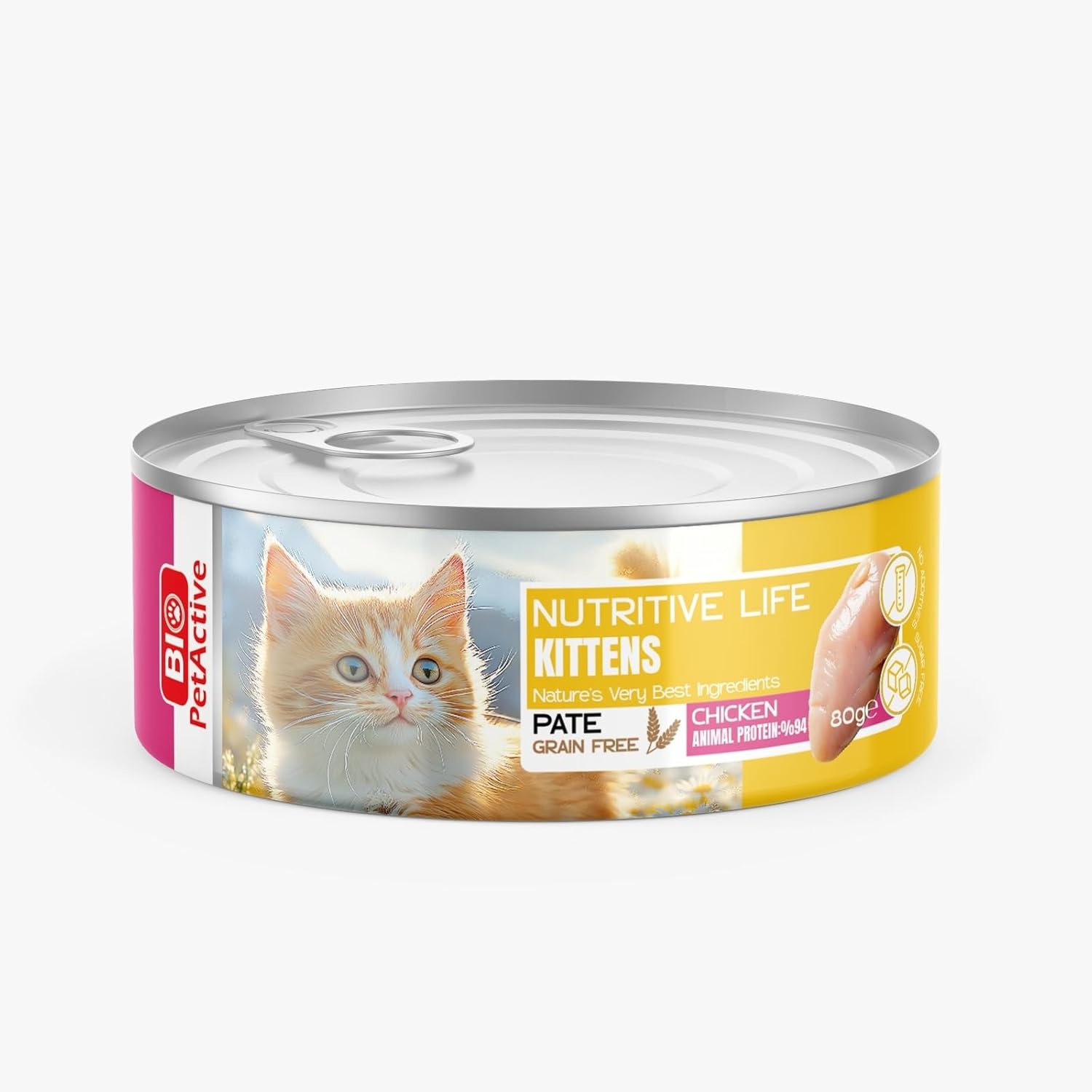 Bio PetActive Nutritive Life Yavru Kediler için Tavuklu Konserve Yaş Kedi Maması (24 x 80 gr)