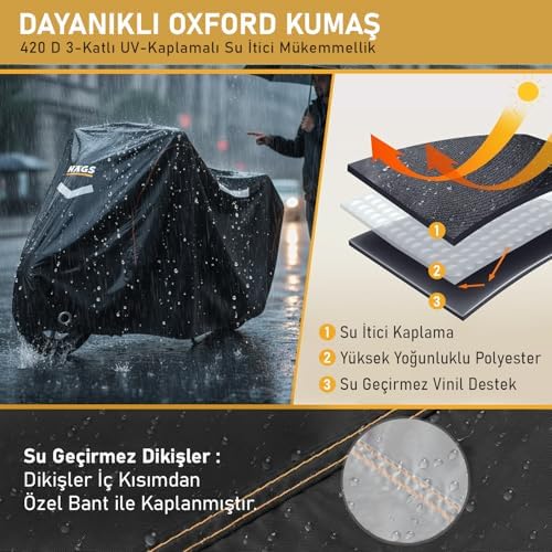 Alternative view of Motosiklet Brandası, Motor Kılıfı, Örtüsü Dış Mekan Motosiklet Örtüsü Su Geçirmez, Rüzgar, Toz Geçirmez, Motor Garaj Brandası, Kışa Dayanıklı (XL:245x95x125 cm) - Siyah