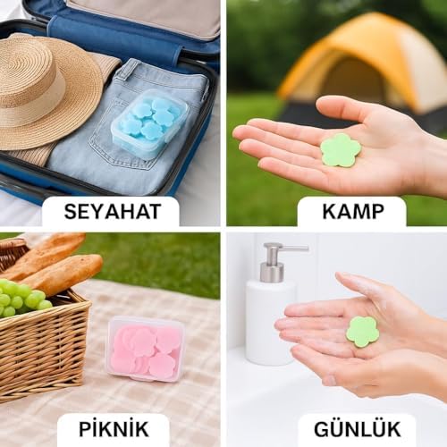 Alternative view of 3 Kutu Toplam 200 Yaprak Mini Taşınabilir Kokulu Çiçek Şekilli Tek Kullanımlık Sabun Yaprakları - Okul Piknik Kamp Tatil Otel İçin Tek Kullanımlık Hijyenik El Sabunu Sihirli Sabun