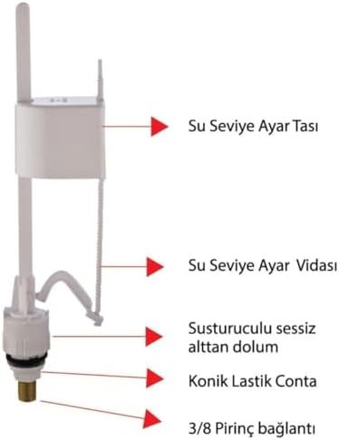 Rezervuar İç Takımı – Sessiz Doldurma, Krom Basmali Sifon Mekanizması, Su Tasarruflu Klozet İç Takım Seti