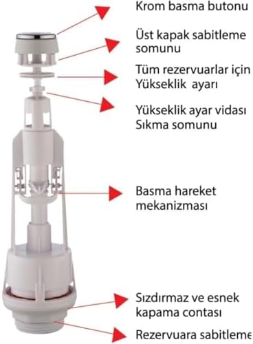 Alternative view of Rezervuar İç Takımı – Sessiz Doldurma, Krom Basmali Sifon Mekanizması, Su Tasarruflu Klozet İç Takım Seti