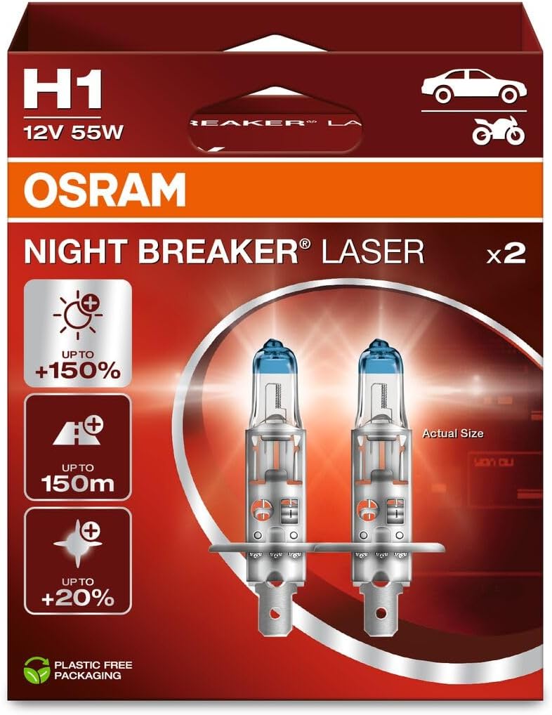 Ampul H1 Nl 55W 12V P14.5S5X2Boxtrqr2B Night Breaker Laser - OSR 64150NL-2HB