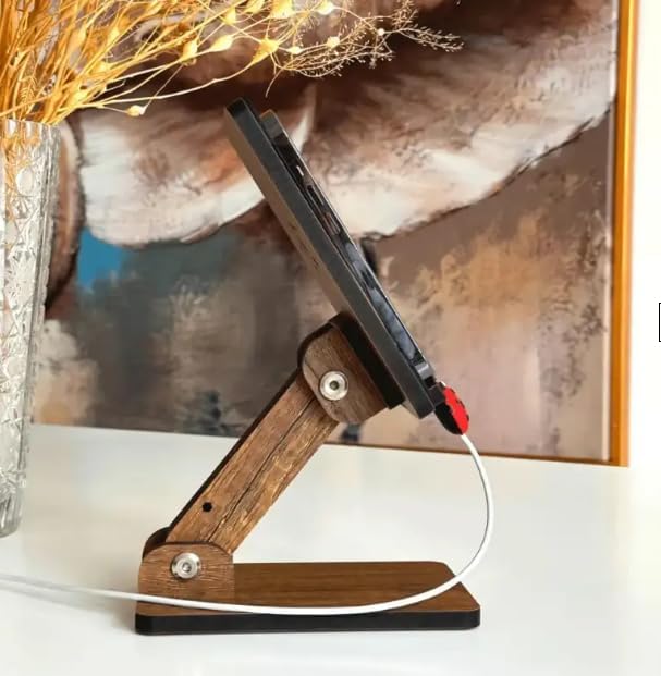 VIGO WOOD Eğim ve Yükseklik Ayarlanabilir Telefon Standı (Ceviz)