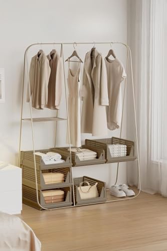 Life 6 Bölmeli Kayar Raf Organizer Dolap İçi Kıyafet Aksesuar Düzenleyici Bej 45x35 cm MIT1260