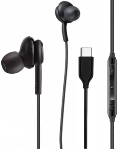 Type-C Kablolu Kulak İçi Kulaklık – Gürültü Önleyici Mikrofon, Dahili Ses Kontrol, Ergonomik Silikon Uçlar, HD Ses, Tüm Type-C Cihazlarla Uyumlu (Siyah)
