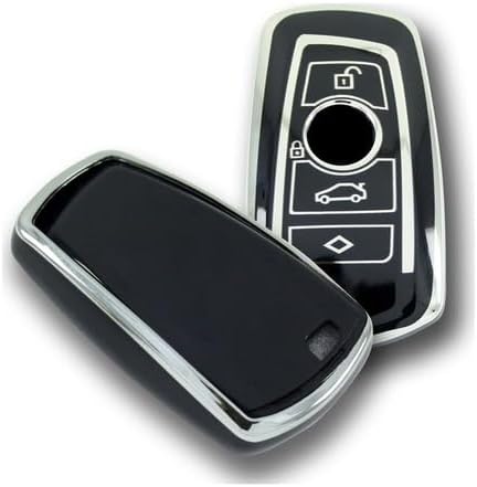 AutoHan Keys BMW Anahtar Kılıfı, Siyah Gümüş, 1 3 5 7 Serisi X1 X3 X4 X5 F10 F15 F16 F20 F30 F18 F25 M3 M4 Modelleri için Koruyucu Kılıf