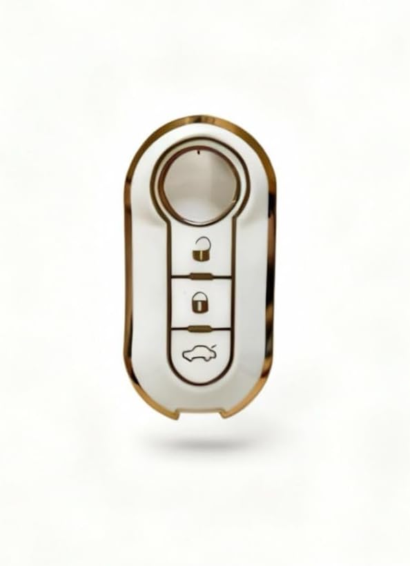 AutoHan Keys Klasik Beyaz Altın Anahtar Kılıfı, 3 Tuşlu, Doblo Ducato 500 Lancia Modelleri için, Koruyucu Kılıf