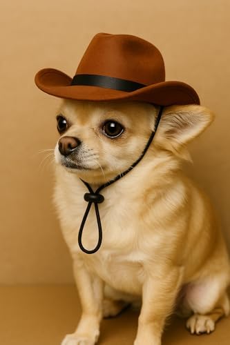 Alternative view of Kedi ve Küçük Irk Köpek Kovboy Şapkası, Keçe Malzeme,, Ayarlanabilir Lastikli Askı, Özel Günler ve Fotoğraf Çekimleri İçin