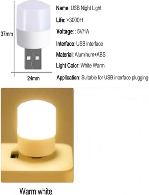 Alternative view of 2 Adet Mini Ampul 1w Taşınabilir Usb Led Işık - Powerbank Laptop Pc Uyumlu Günışığı Renk