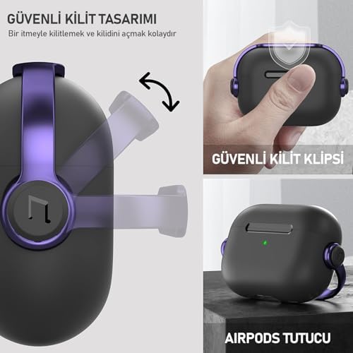 Alternative view of LABS Pro 3. Nesil ile Uyumlu DjPods Sert Malzemeli Kilitli Kapak Askı Aparatlı Kılıf (Siyah-Siyah)