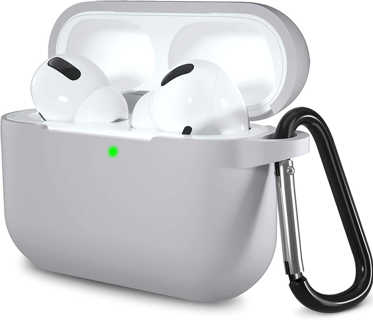 AirPods Pro 1. ve 2. Nesil ile Uyumlu Sert Likit Silikon Kılıf – Kolay Temizlenebilir, [BPA FREE] Astar Kaplı İç Yüzey Kapak, Düşmeye Karşı Tam Koruma, Kablosuz Şarj Uyumu - Gri