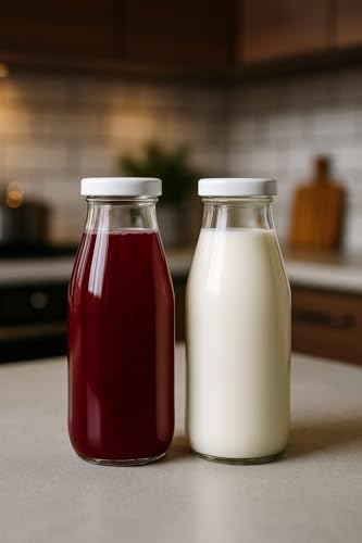 Alternative view of 2 Adet Plastik Kapaklı 500 ml Sürahi Süt, Ayran, Su, Limonata Meşrubat Şişesi Cam Şişe 500cc (Beyaz)