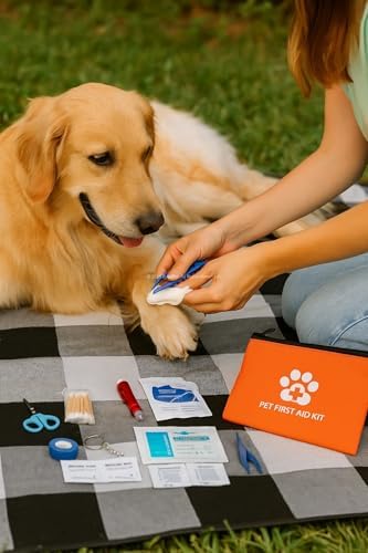 Evcil Hayvan İlk Yardım Seti, Kedi ve Köpekler için Kapsamlı Acil Durum ve Bakım Çantası, Kene Çıkarıcı,, Acil Durum Örtüsü ve Temel Tıbbi Malzemeler ile Taşınabilir Kompakt Tasarım