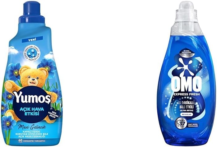Yumoş Açık Hava Mavi Gelincik 1440ml + OMO Fresh Ultra Beyaz 1480ml Deterjan ve Yumuşatıcı Seti