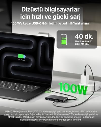 Alternative view of USB-C Hub, 5 Portlu, 60 Hz’de 4K HDMI Ekran Desteği, 100W Güç İletimi, 5Gbps Veri Aktarımı, MacBook, iPad Pro, Chromebook ve Dahası İçin USB-C Çoklu Port Adaptörü, Geliştirilmiş HDMI 2.0, Gri