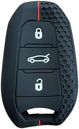 Alternative view of AutoHan Keys Anahtar Kılıfı, Petek Desenli, Siyah, 3 Düğmeli, 208 308 508 2008 3008 5008 Rifter Modelleri için