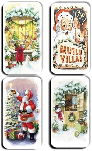 Alternative view of 4 lü Simli Yılbaşı Magnet Baba Kardan Adam Hediye Magnet (5,5 x 11 cm)