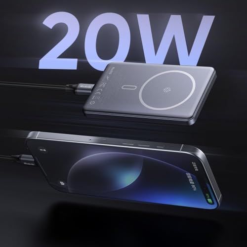 MC-4651 10000mAh 20W Metal Ultra İnce Manyetik Kablosuz Powerbank - Siyah