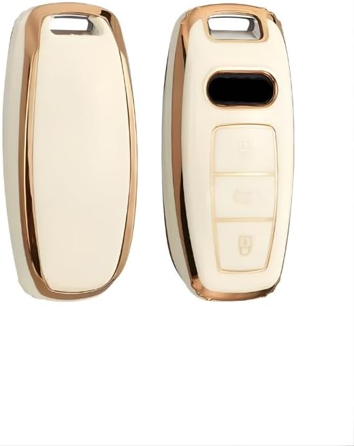 AutoHan Keys A3 2021-2022 A6l A7 A8 Q8 E Tron C8 D5 Anahtar Kılıfı Beyaz Altın Renk