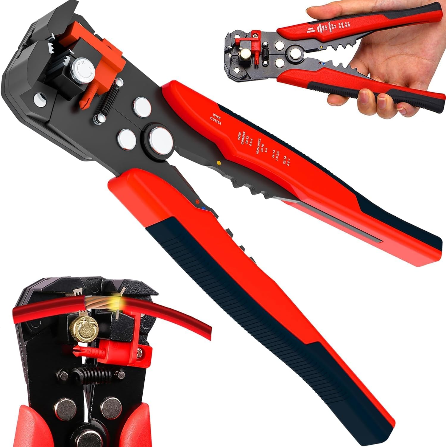 Alternative view of 5’i 1 Arada Otomatik Kablo Soyucu, Kesici, Kıvırıcı ve Pabuç Sıkma Pensesi | Automatic Wire Stripper & Crimper – 0.2-6 mm² Ayarlanabilir Soyma Uzunluğu, Ergonomik Tutma Kolu