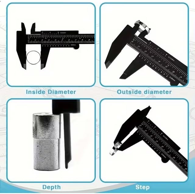 Kumpas 0–150 mm Çift Ölçekli Ölçüm Aleti | Hassas Plastik Vernier Caliper | Atölye, Hobi ve Teknik Kullanımlar İçin Dayanıklı Ölçüm Aracı