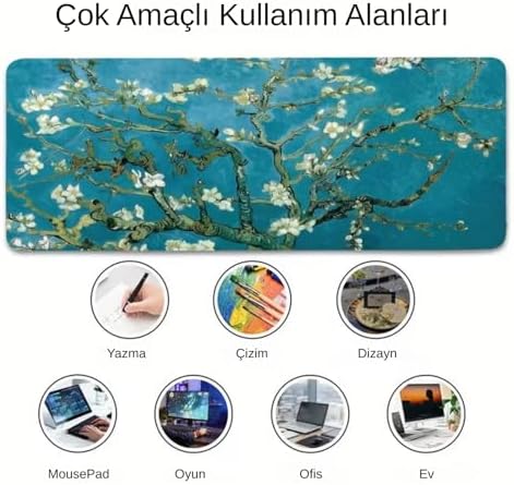 Alternative view of Desenli Büyük Masa Pedi 90x40 cm 3 mm Kaymaz Tabanlı Desk Mat Kumaş Mouse Pad Klavye ve Mouse İçin Geniş Yüzey Ev Ofis Gaming Açık Yeşil