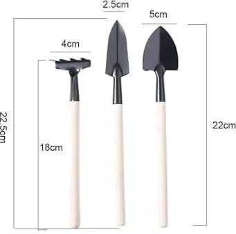 3 Parça Mini Bitki Hobi Seti - Bahçe Saksı Sukulent Bakım Çapa-Tırmık-Kürek