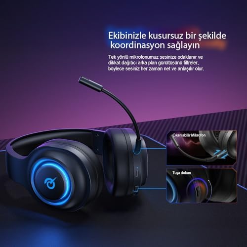 Alternative view of QCY HeroaD V200 RGB 7.1 Kablosuz Gaming Oyuncu Kulaklığı 3 Modlu (BT, 2.4Ghz, Type-C) PC - PS5