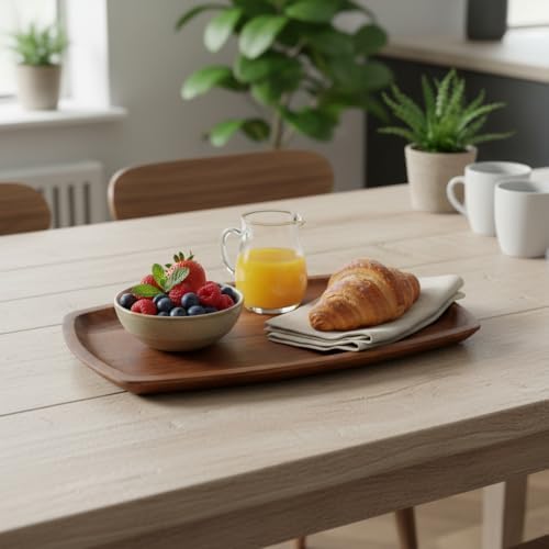 Akasya Ağacı Kayık Sunum Tepsisi (33x20 cm) | Ahşap Servis ve Kahve Tepsisi | Peynir, Şarküteri ve Dekoratif Banyo/Masaüstü Organizeri
