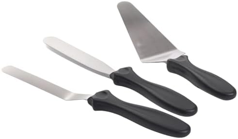 3’lü Spatula Seti – Paslanmaz Çelik, Plastik Saplı, Pasta, Kek ve İçin Profesyonel Spatula Takımı