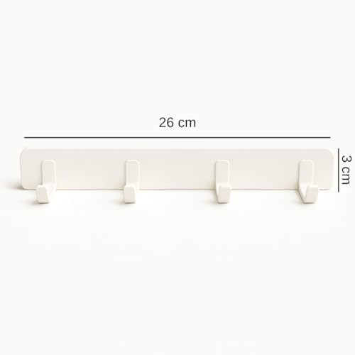 Alternative view of Yapışkanlı Duvar Askılığı 26 cm – 4 Kancalı, Delmeden Montajlı Plastik Askı, Banyo, Mutfak ve Kapı Arkası Kullanım İçin