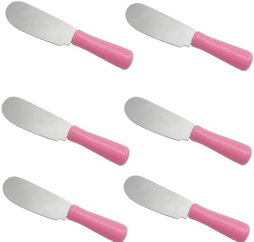 Alternative view of 6’lı Paslanmaz Çelik Mini Kahvaltı, Tereyağı ve Krem Sürme Bıçağı Seti – Yayma ve Süsleme İçin Pratik Mutfak Bıçağı Takımı (Pembe)