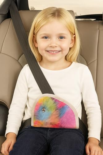 Tie-Dye Emniyet Kemeri Düzenleyici, Çocuklar için Gökkuşağı Renkleri, Araba Koltuğu Konfor Pedli, Omuz Koruyucu, Boyun kesme önleyici, Kaymaz iç yüzey, ergonomik tasarım
