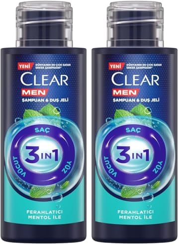 Clear Men Şampuan & Duş Jeli 3in1 Ferahlatıcı Mentol Seyahat Boy 90 Mililitre (2 paketi)